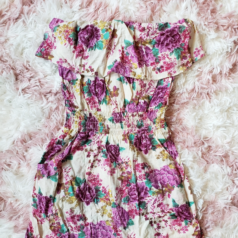 Strapless Floral Mini Dress